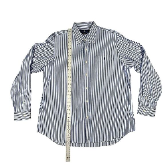 RALPH LAUREN Blue Navy Striped Long Sleeve Button Up 100% Cotton Stretch Size XL - Picture 3 of 5